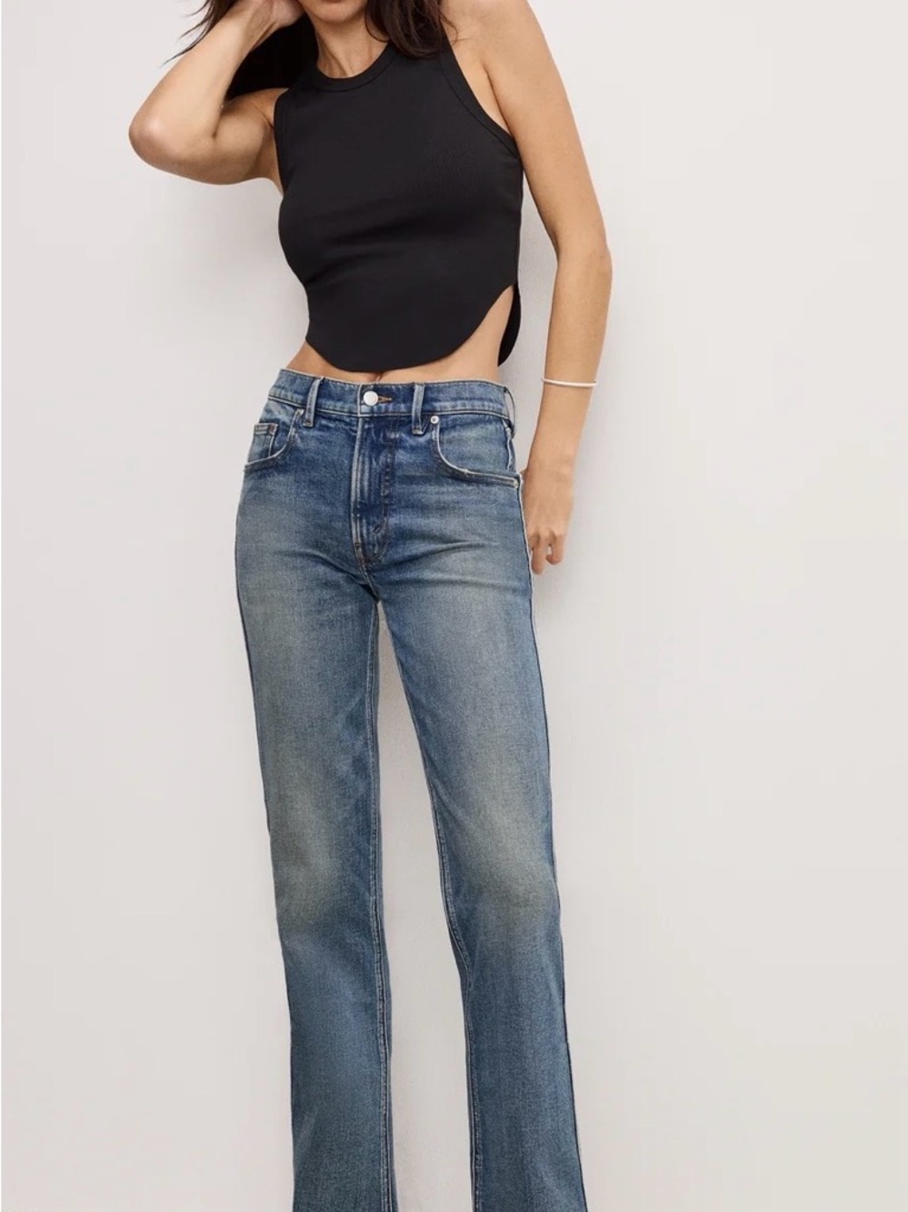 NWOT Good American Bootcut Jeans in Dark Blue Denim